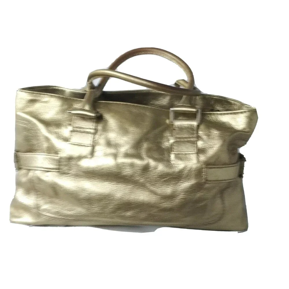 Michael Kors Brookville Shopper Leather Tote Handbag Golden Bronze Vintage Y2K